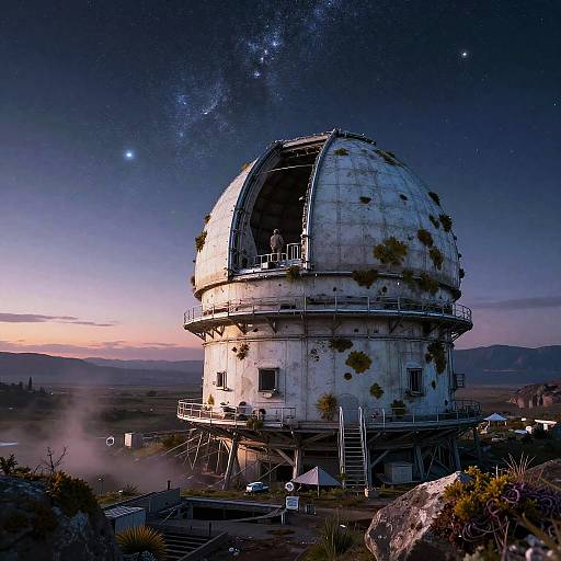 Starlit Wanderer at Ruined Orbital Observatory