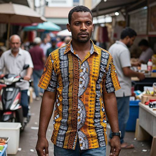 Man in Bold Print Shirt Market