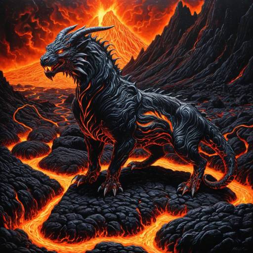 Molten Lava Chimera in Volcanic Landscape