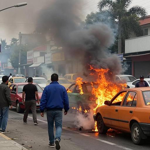 Dramatic Urban Chaos with Flames