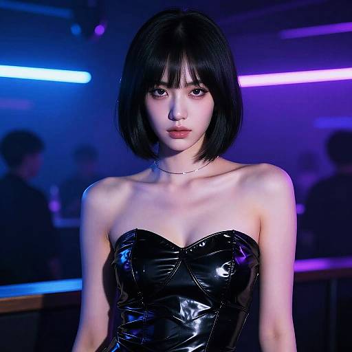 Neon-Lit Portrait of Edgy Woman