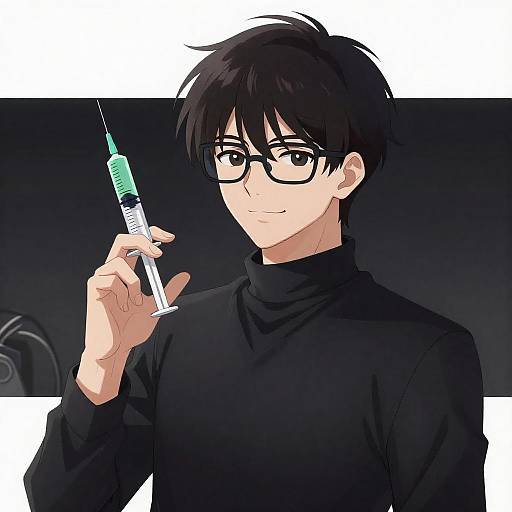 Anime Character with Green Syringe Illustration