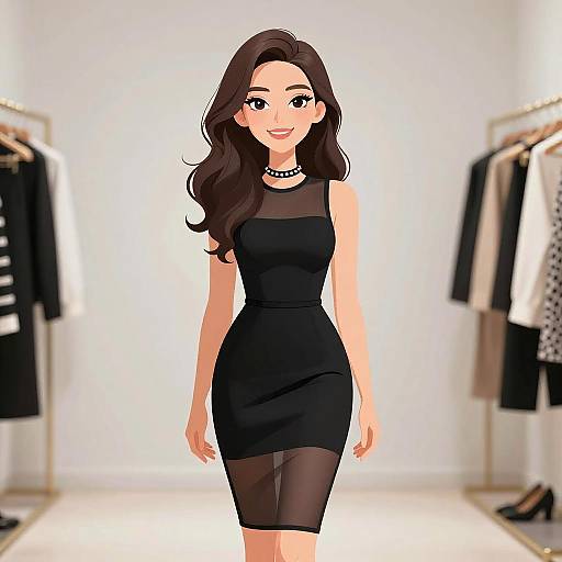 Chic Woman in Elegant Black Dress
