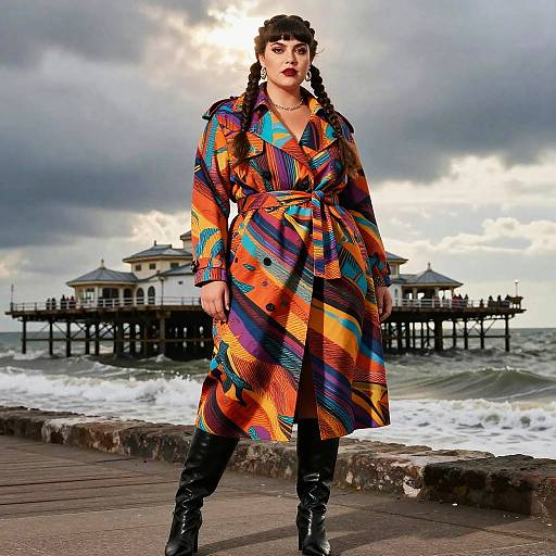 Braided Bangs Editorial on Stormy Pier