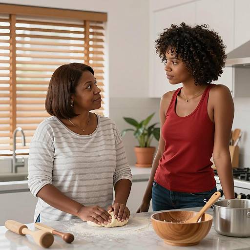Two African-American Women Baking in Kitchen