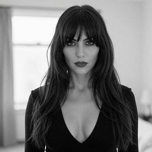 Noir Black-and-White Portrait with Cleavage