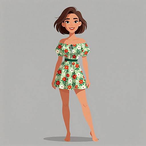 Bohemian Woman in Floral Dress