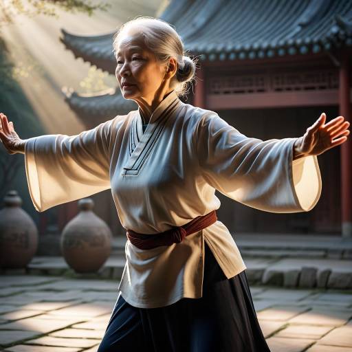 Elderly Woman Practicing Tai Chi