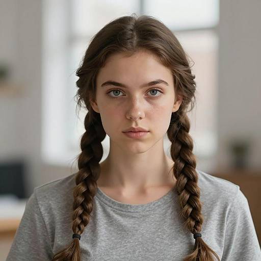 Photorealistic Half Braids Hairstyle Portrait