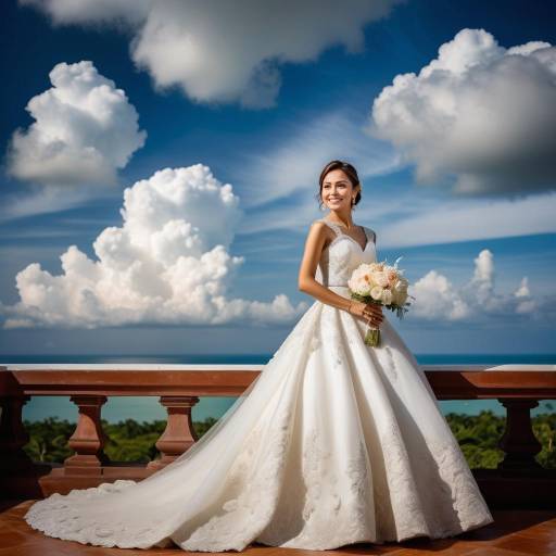 Bride in Elegant Wedding Dress Outdoors