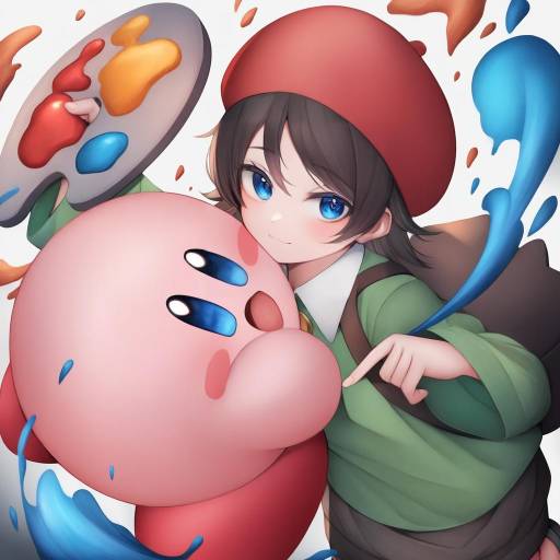 Illustration of Adeleine, kirby (series) in the style of Snm (sunimi)