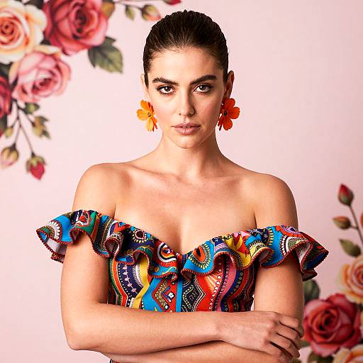 Elegant Woman in Floral Dress Portrait