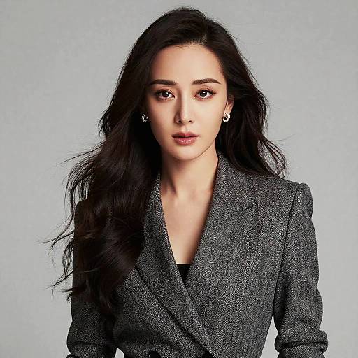 Confident Woman with Voluminous Hair and Poise