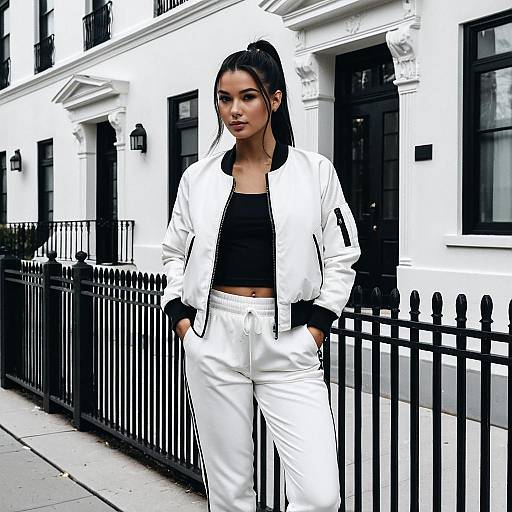 Street Style Woman in White Activewear