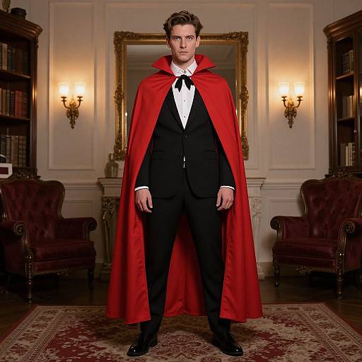 Man in Red Cape Costume
