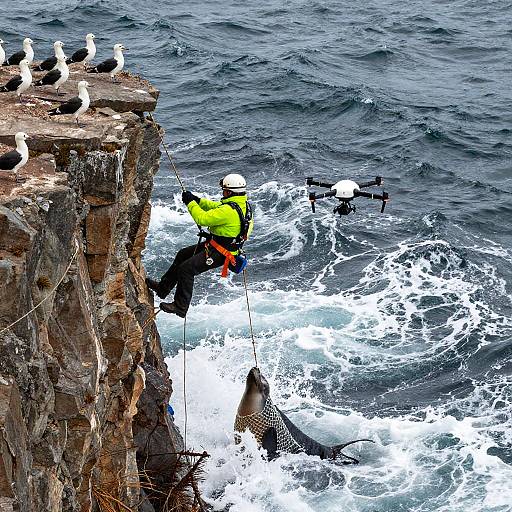 Cliffside Drone Rescue for Entangled Seal