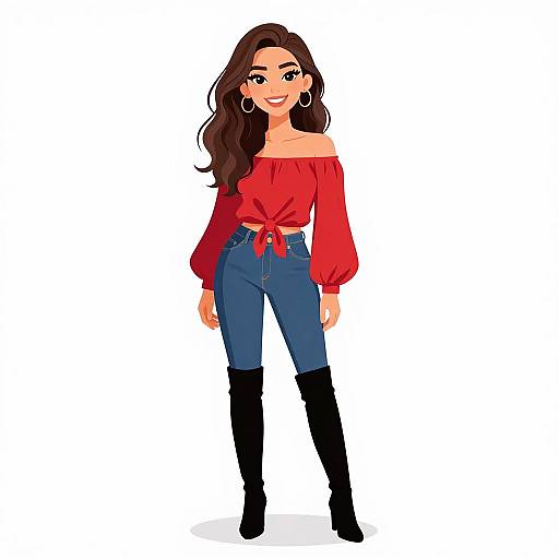 Smiling Woman in Casual Chic Outfit