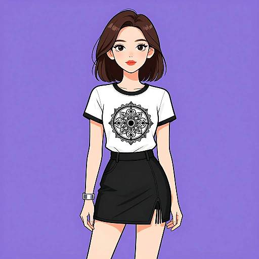 Woman in Casual Chic Outfit with Graphic Tee