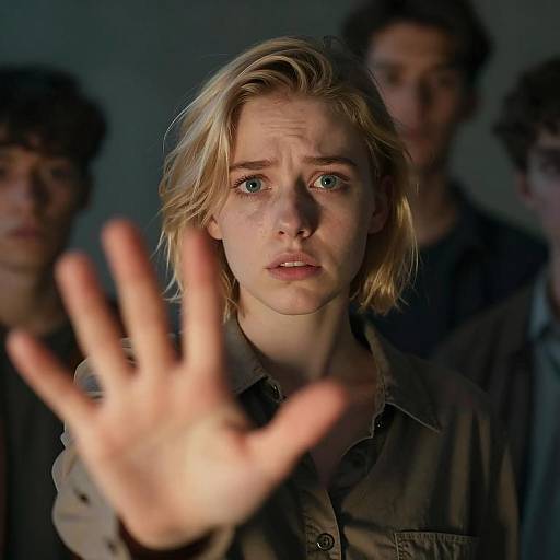 Worried Girl Reaching for Help