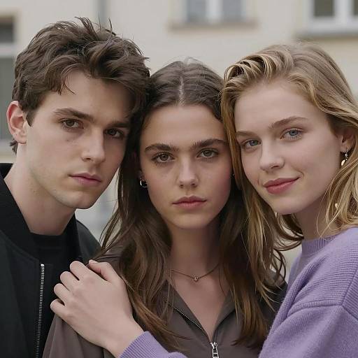 Close-Up Portrait of Three Young Adults