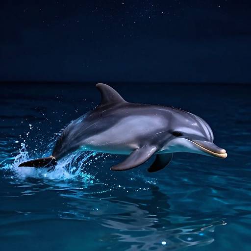 Dog Riding Dolphin Under Starry Sky