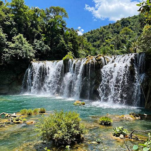 Natural Waterfall with Turquoise Pool