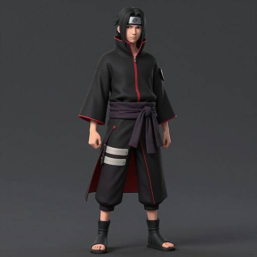 Anime-Inspired Young Ninja in Black Outfit