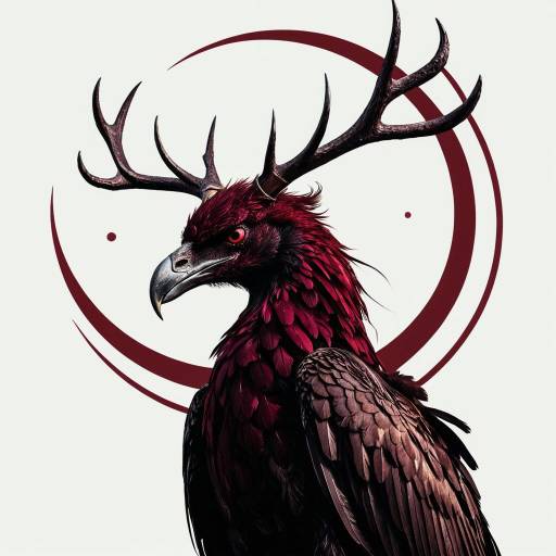 Surreal Renaissance Phoenix with Antlers
