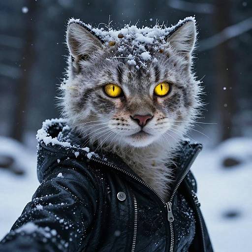 Enchanting Christmas Night Snow-Panther Puppy