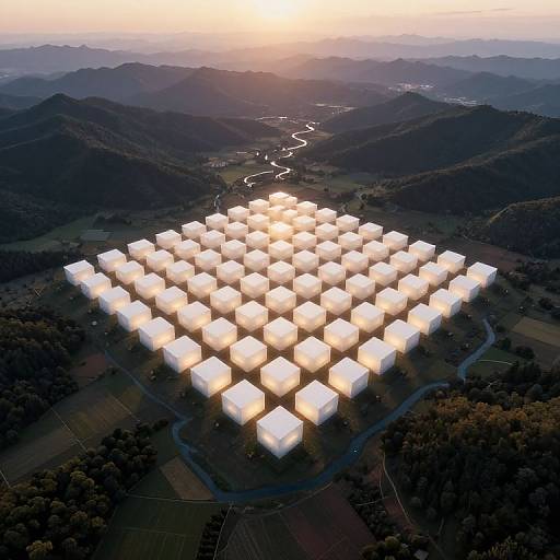 Glowing Cubes Over Appalachian Landscape