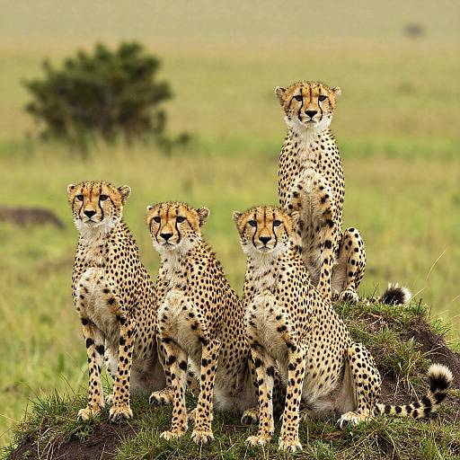 Cheetahs on Alert in Savanna