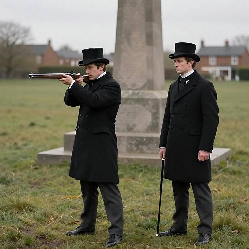 Victorian Duo in Grassy Field