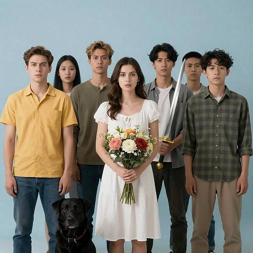 Dramatic Group Portrait with Unique Attire