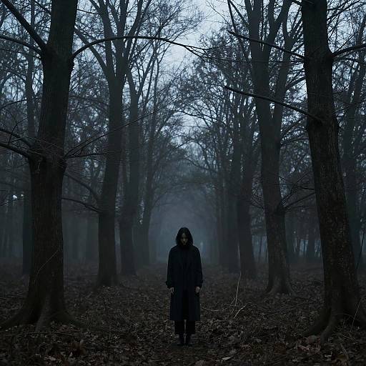 Melancholic Figure in Desolate Forest
