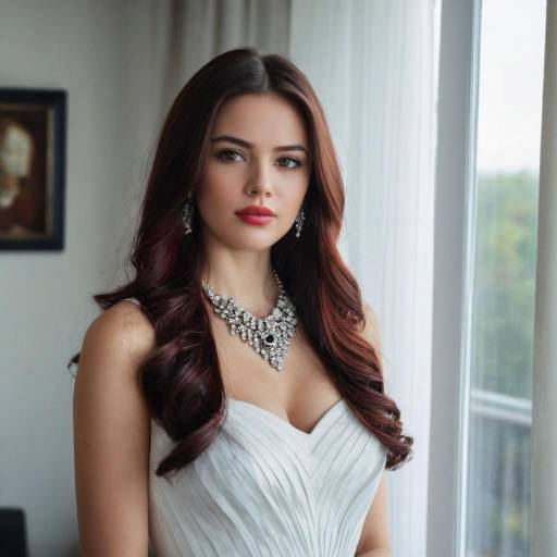 Elegant Woman in White Dress with Jewelry
