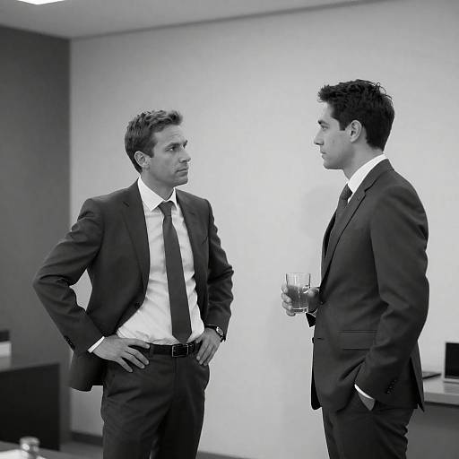Black-and-White Photo: Two Suited Men