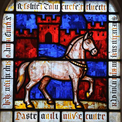 Medieval Stained Glass Horse Art