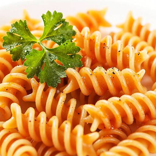 Vibrant Close-Up of Spiraled Pasta