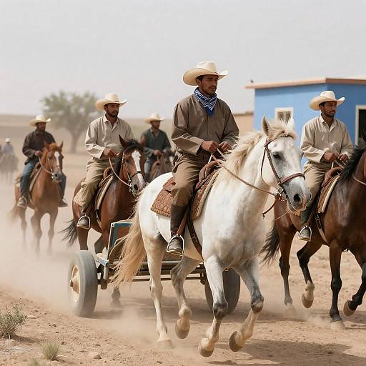 Men on Horses in Desert Landscape