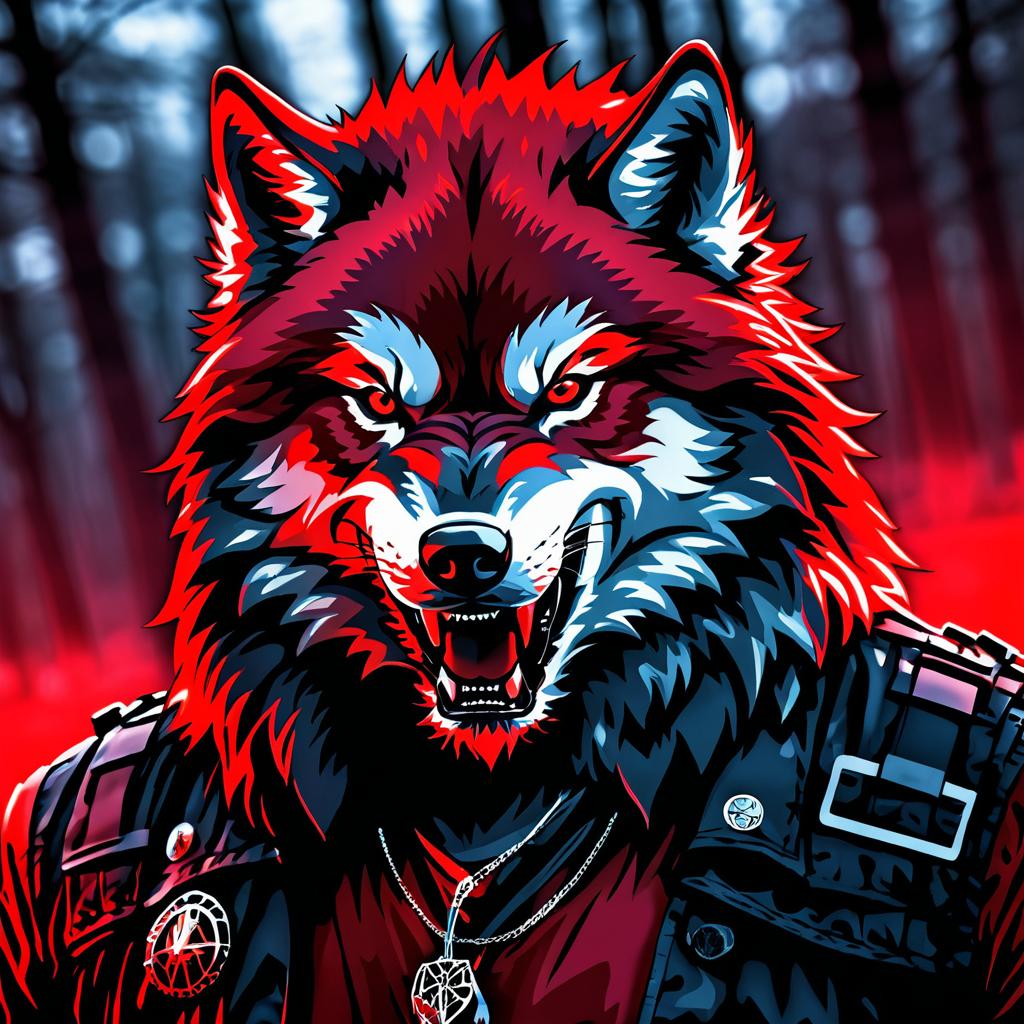 Fierce Red Wolf in Chaotic Dusk