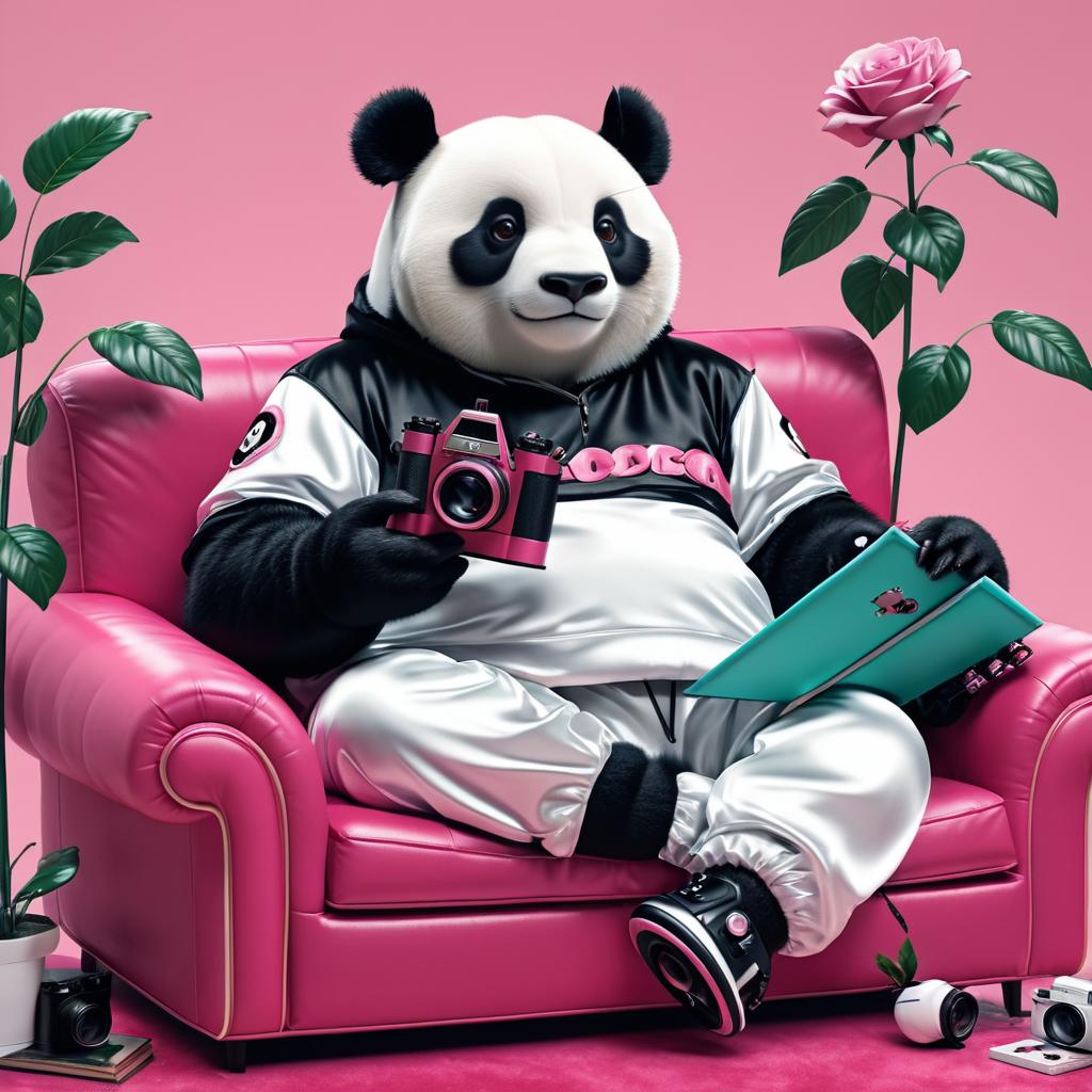 Charming Panda Relaxing in Style