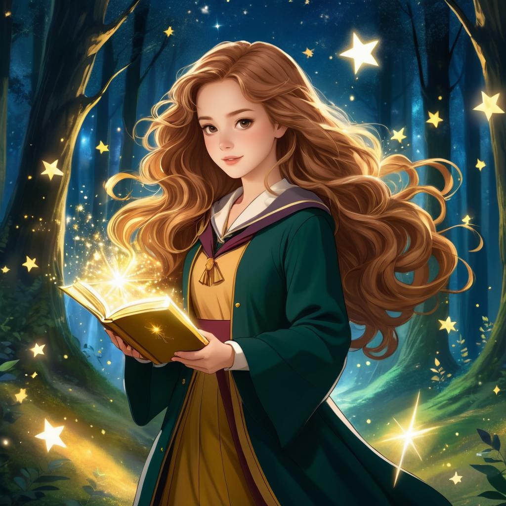 Anime Hermione in Enchanted Forest Glade