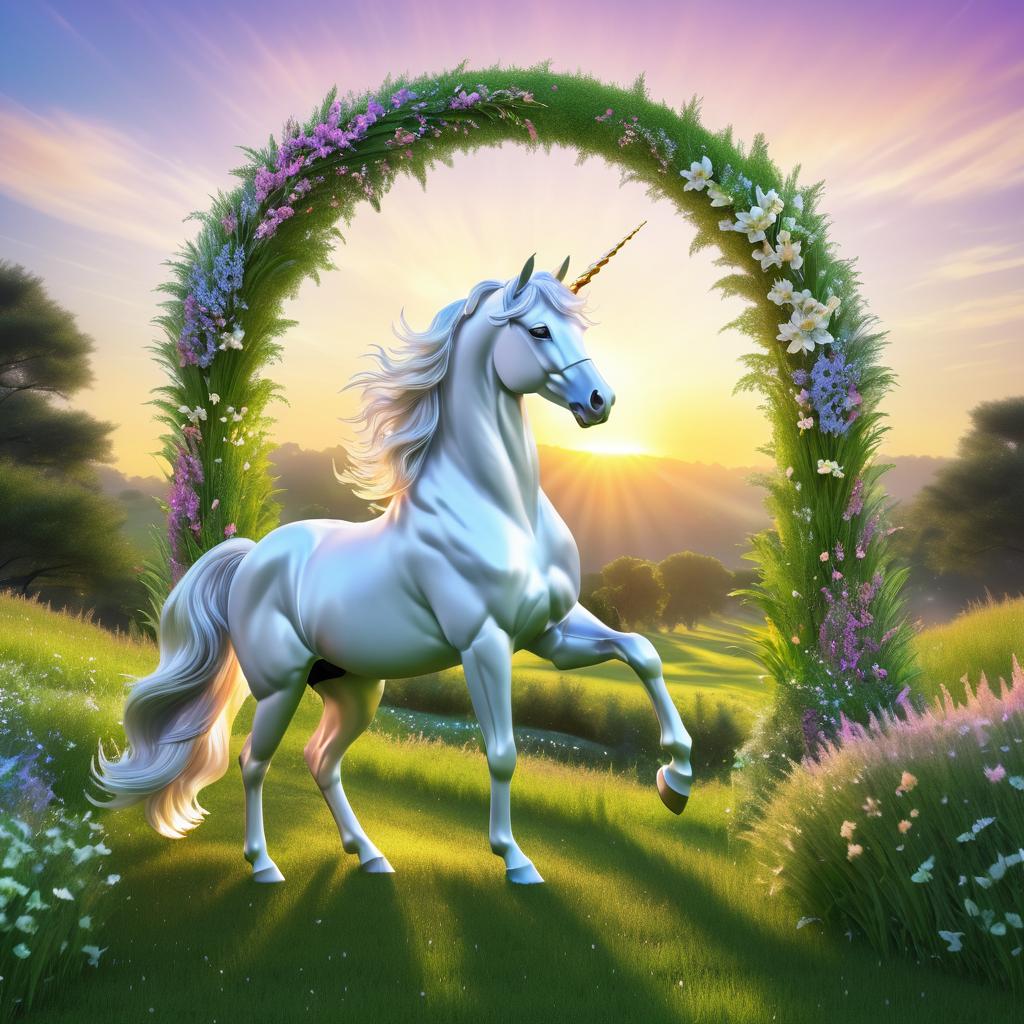 Majestic Unicorn in Serene Meadow