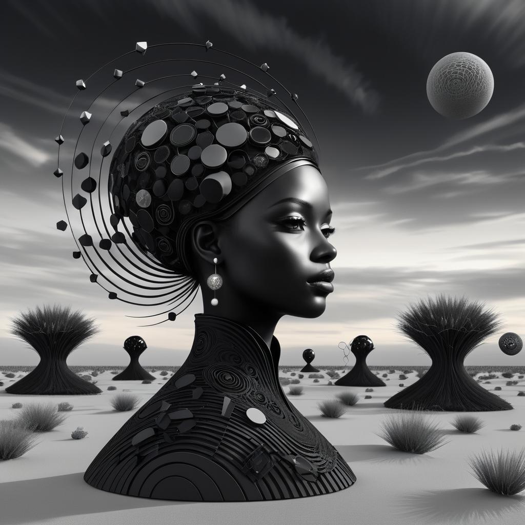 Surreal Robot Woman in Infinite Desert