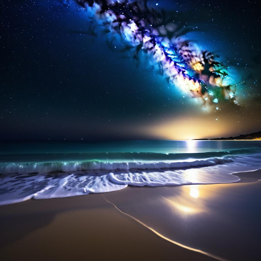 Starry Beach Night with Milky Way