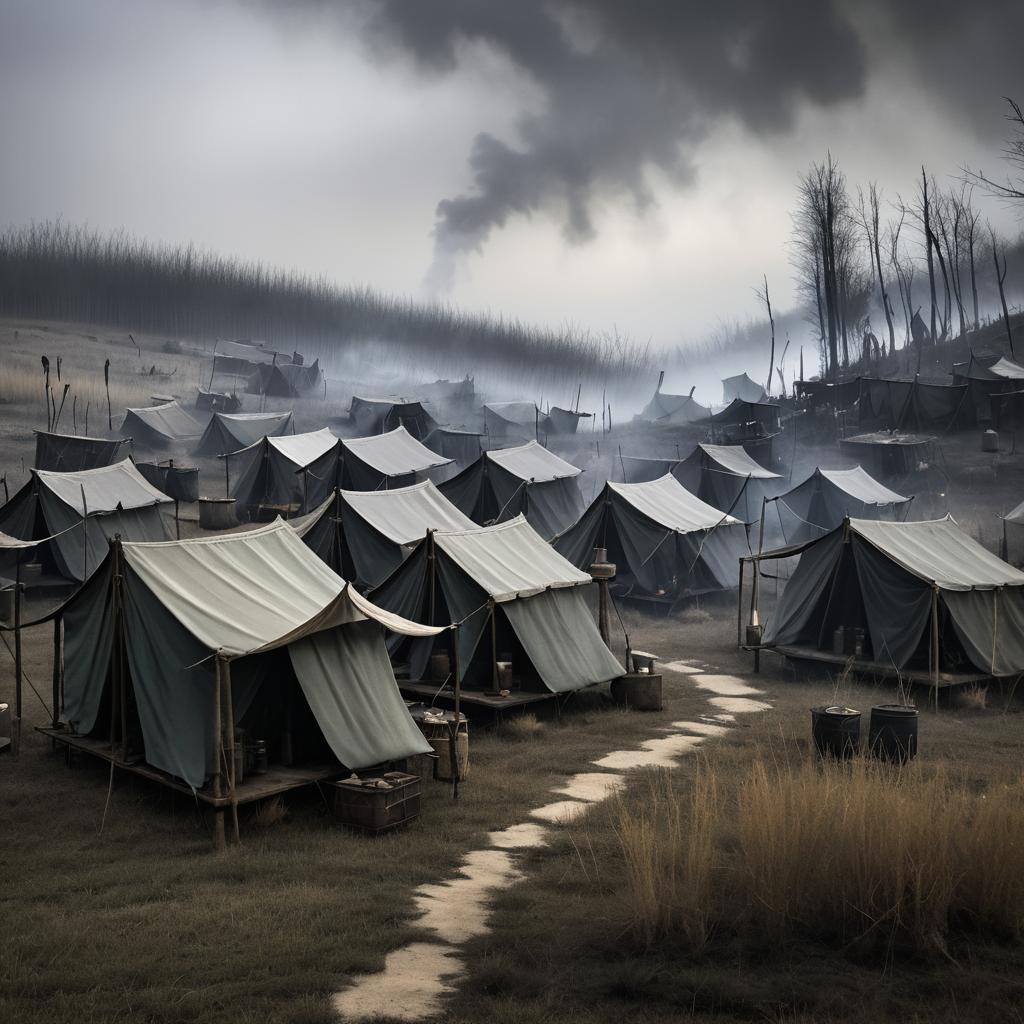 Eerie Bandit Camp Overlooking Swamp