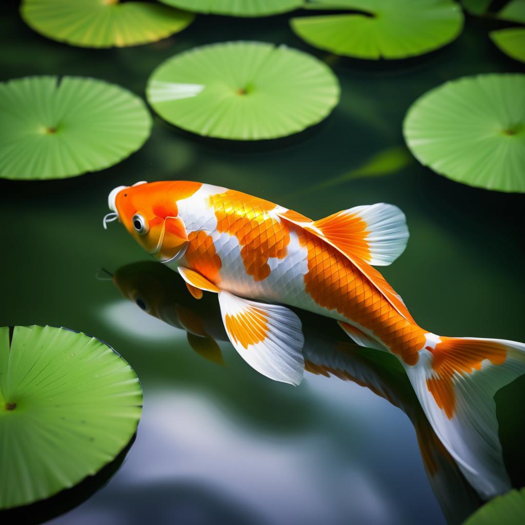 Serene Koi Fish in Tranquil Pond