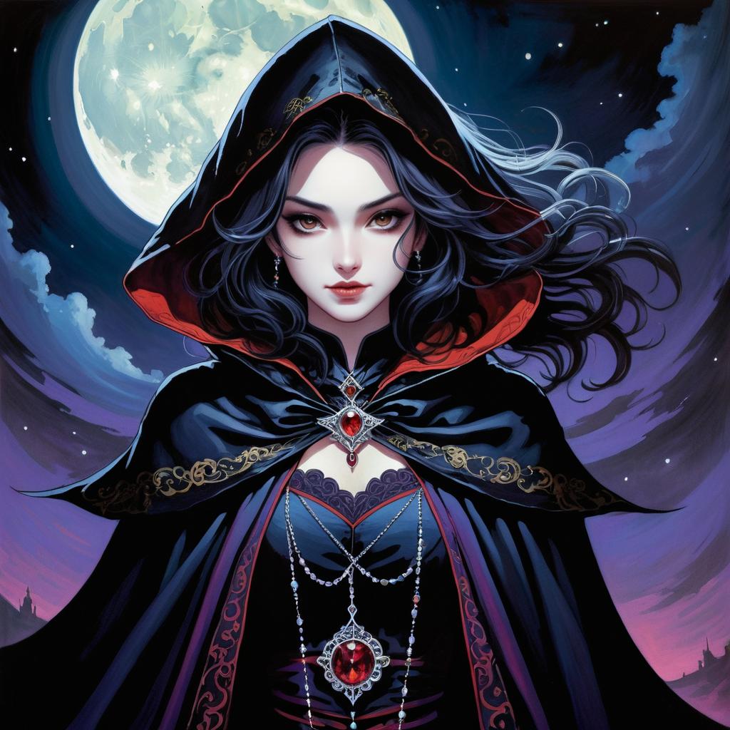 Moonlit Vampire Girl in Dark Fantasy