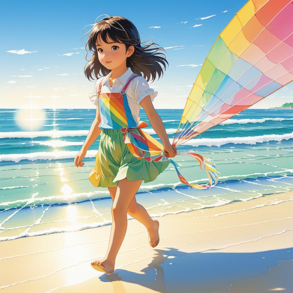 Nostalgic Beach Day with Colorful Kite