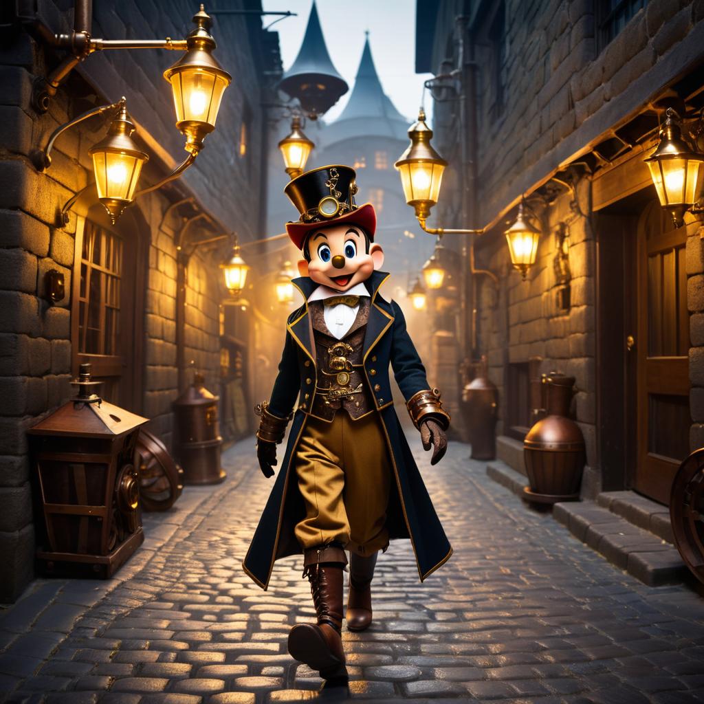 Steampunk Pinocchio in a Dark Alley